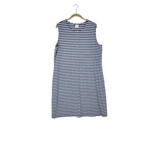 Hanna Andersson Shift Dress Sleeveless Blue Stripe Knit Tank Womens Size XL